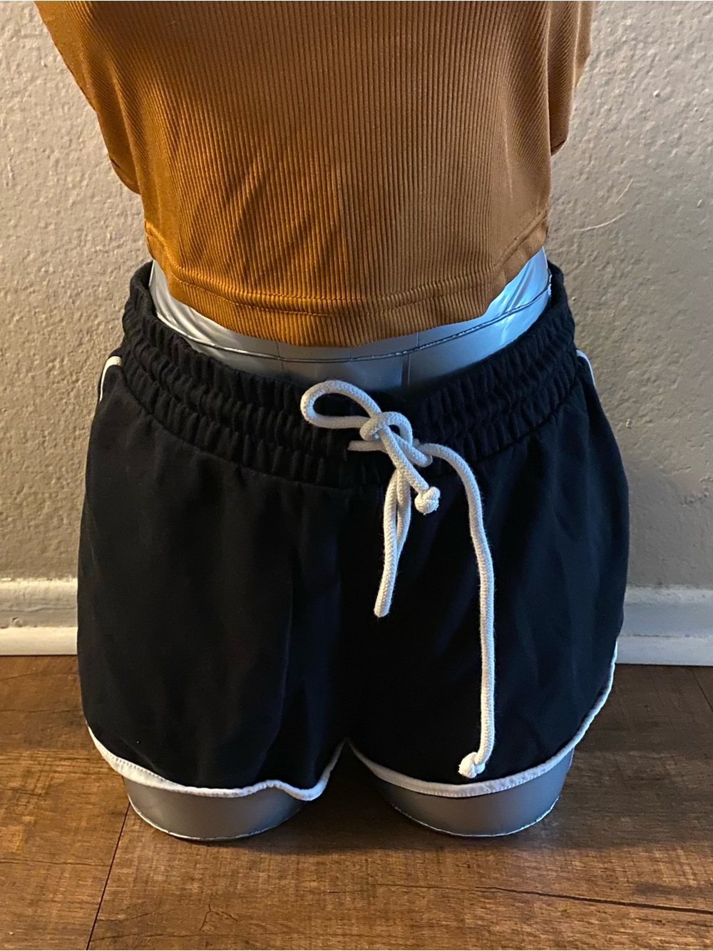 Forever 21 Black Athletic Shorts with White Trim and Drawstring